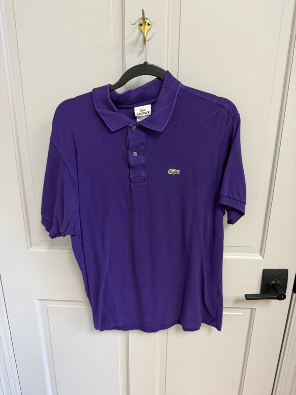 Lacoste Purple Polo Shirt with Green Crocodile Logo